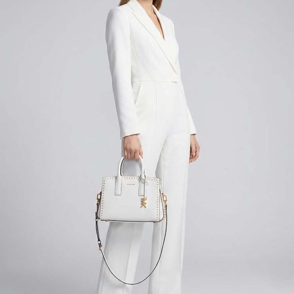 MICHAEL KORS LAILA SM SATCHEL en color BLANCO (6)