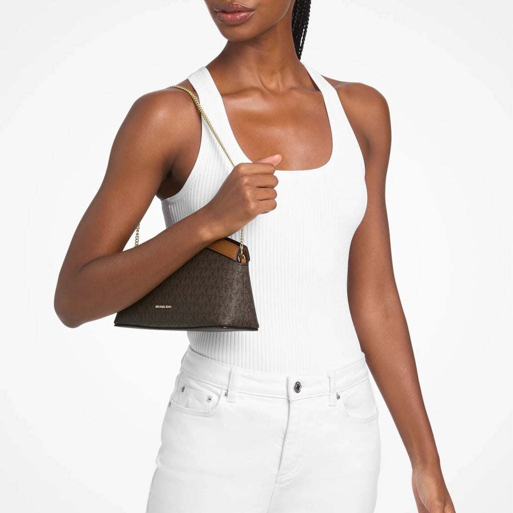 MICHAEL KORS SGCB SM DOME CHN CLUTCH XBODY en color MARRON (6)