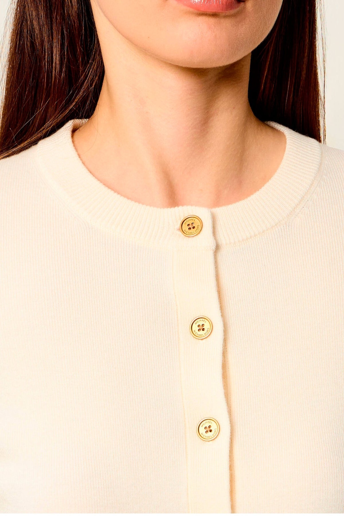 MICHAEL KORS MTWVR MERINO RIB CREW NK CARDI en color NUDE (3)