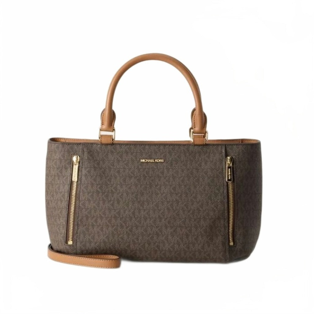 MICHAEL KORS SM ZIP SATCHEL en color MARRON (4)