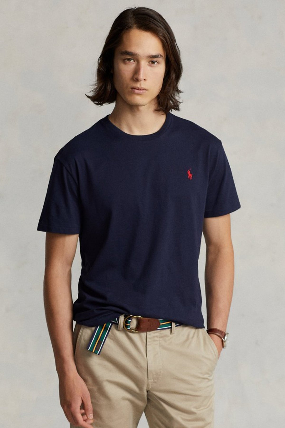 POLO RALPH LAUREN CUSTOM SLIM FIT CREWNECK T-SHIRT en color AZUL (1)