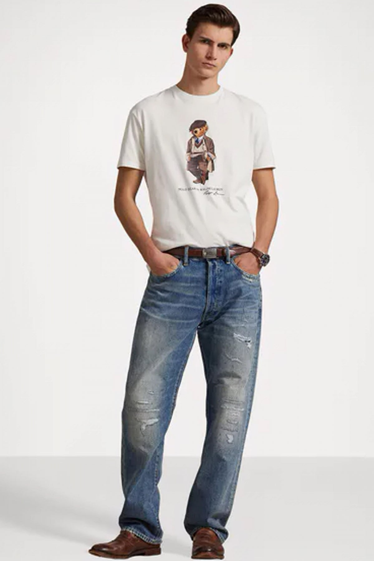 POLO RALPH LAUREN POLO BEAR GRAPHIC SLIM FIT CREWNECK T-SHIRT en color BLANCO (5)