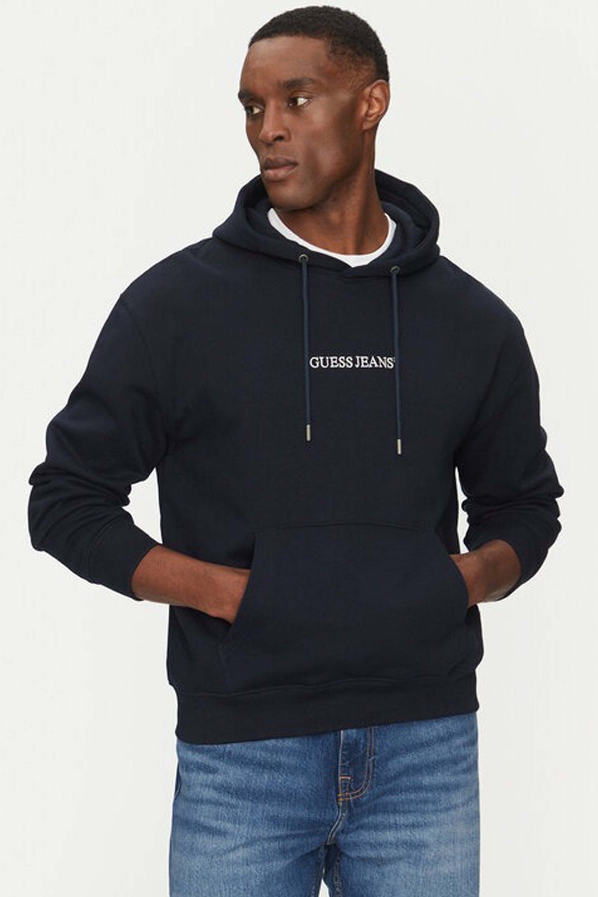 GUESS JEANS LS HOODED REG EMBRO en color AZUL (1)
