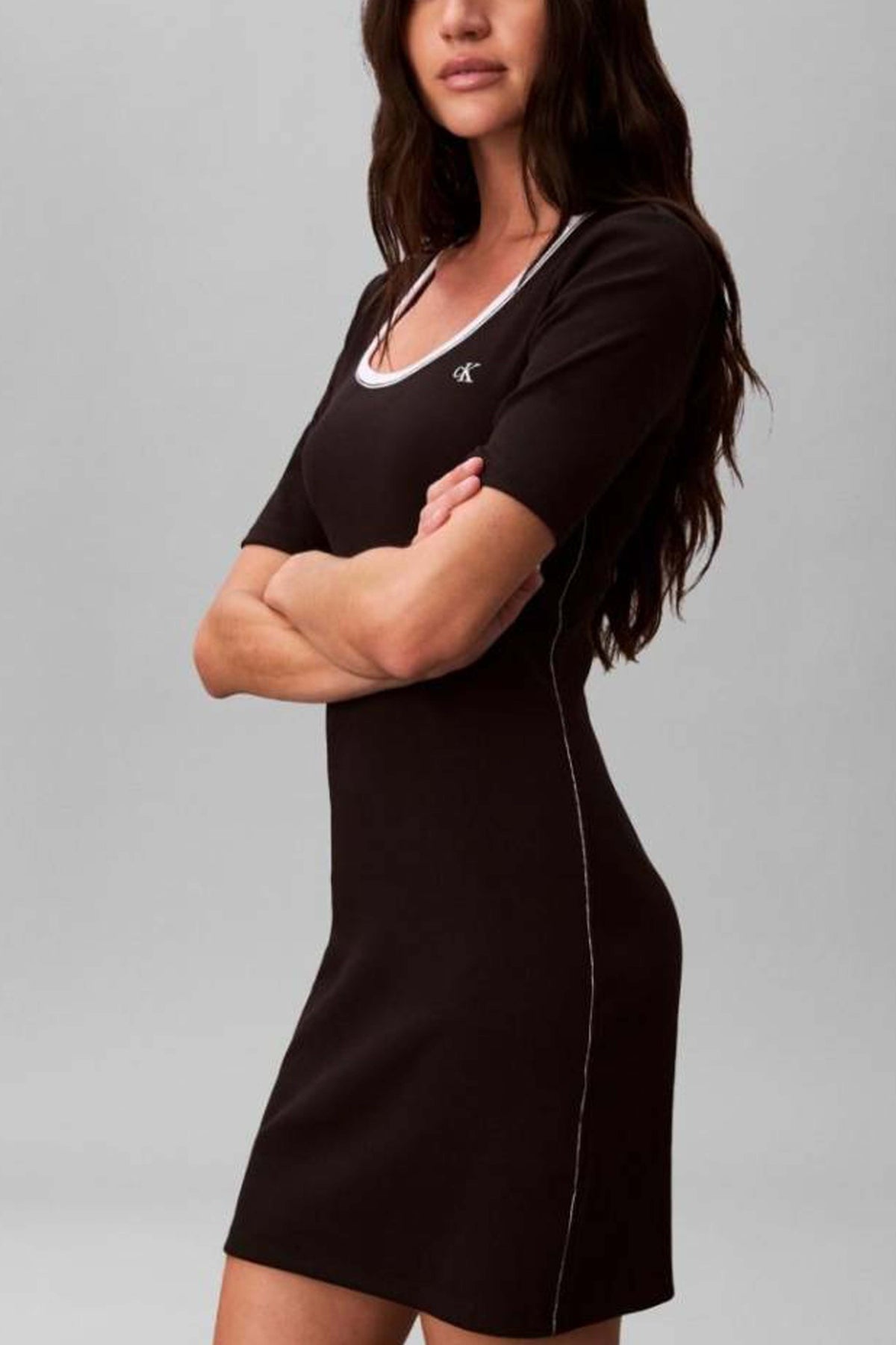 CALVIN KLEIN JEANS BABY RIB CUTOUT en color NEGRO (4)