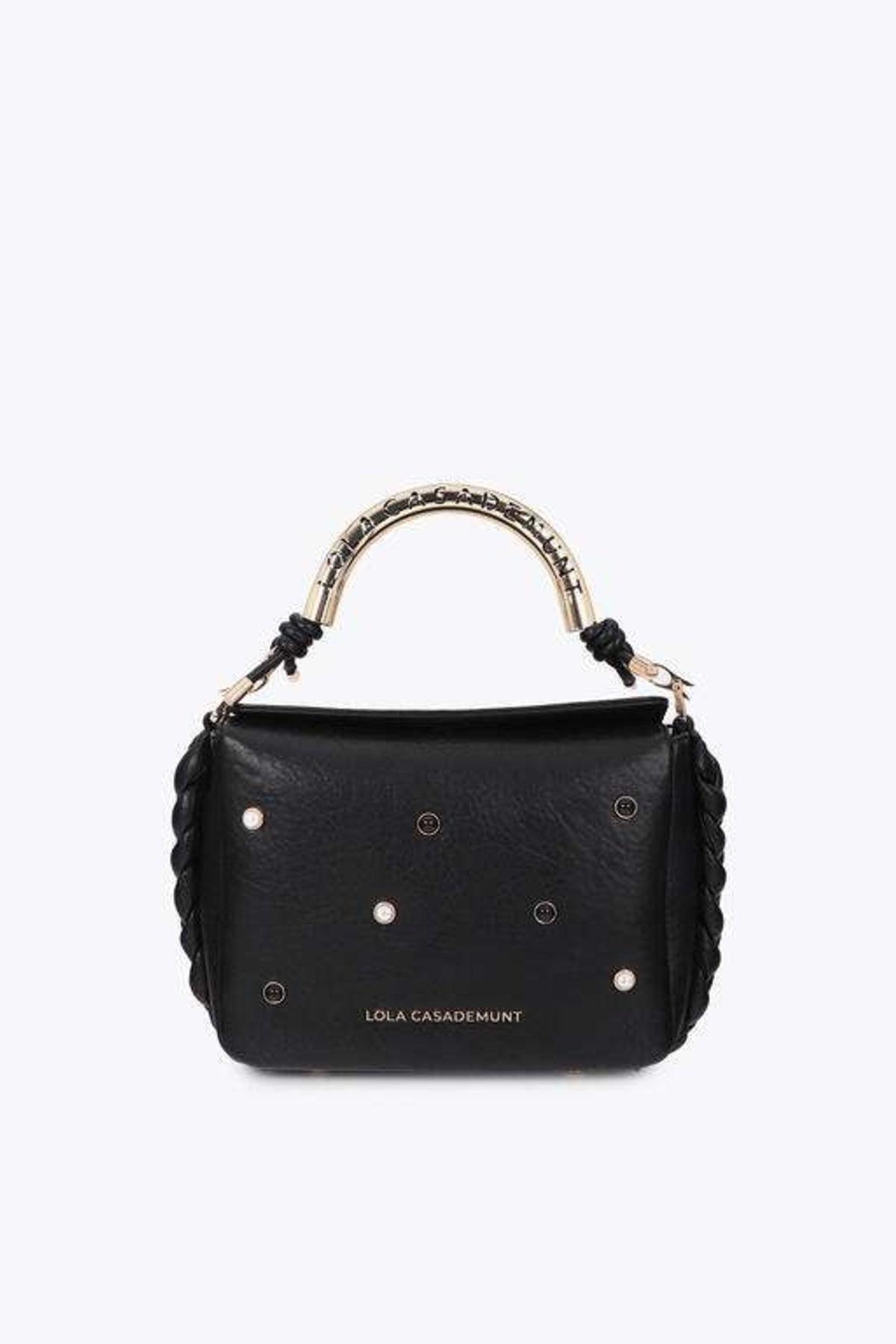 LOLA CASADEMUNT MEDIUM CROSSBODY BAG STUDS en color NEGRO (4)