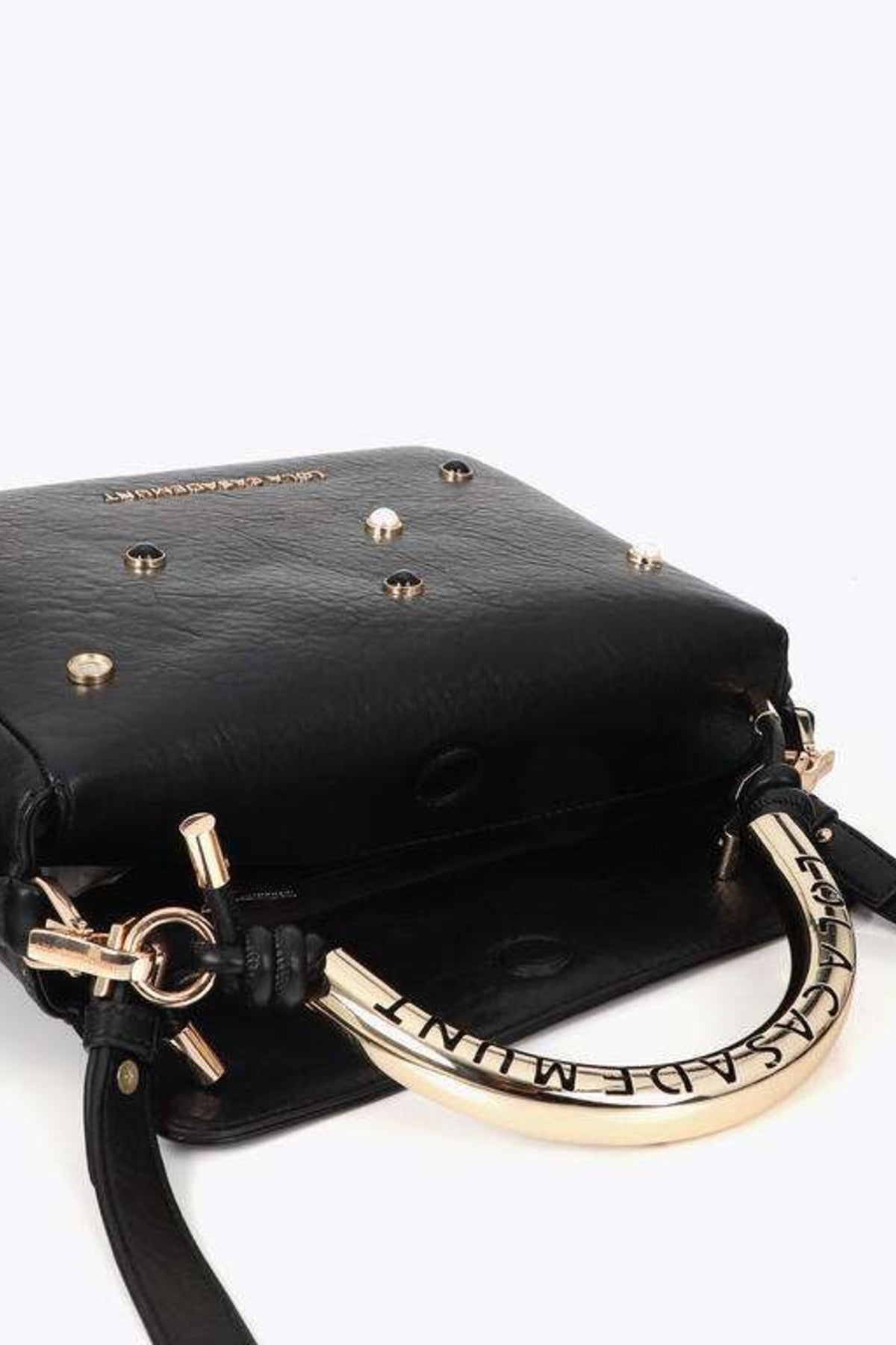 LOLA CASADEMUNT MEDIUM CROSSBODY BAG STUDS en color NEGRO (5)