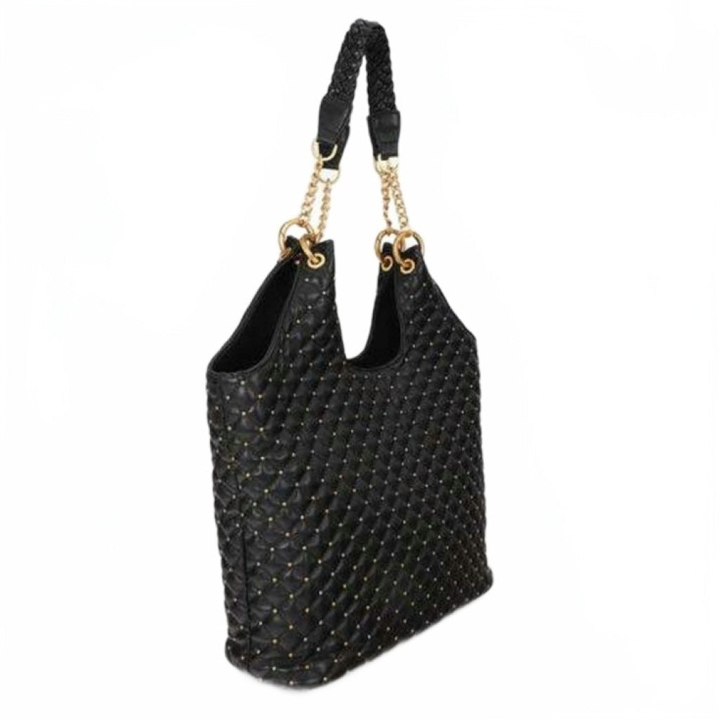 LOLA CASADEMUNT PADDED SHOPPER WITH MINI STUDS en color NEGRO (7)
