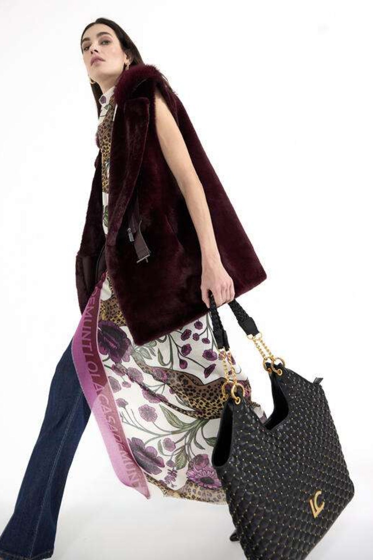 LOLA CASADEMUNT PADDED SHOPPER WITH MINI STUDS en color NEGRO (1)