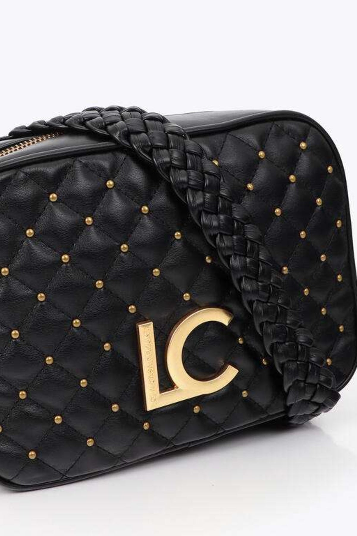 LOLA CASADEMUNT PADDED SHOULDER BAG WITH MINI STUDS en color NEGRO (4)