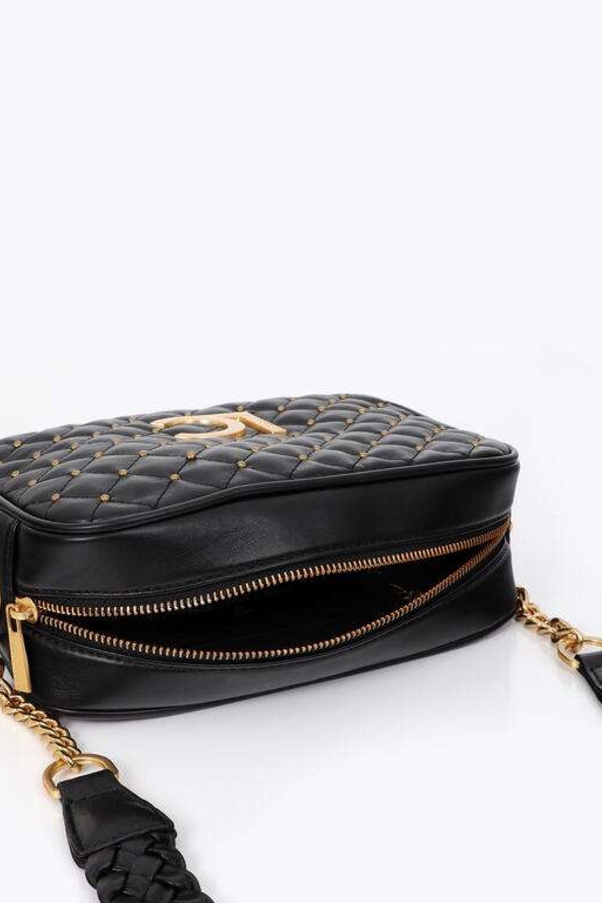 LOLA CASADEMUNT PADDED SHOULDER BAG WITH MINI STUDS en color NEGRO (5)