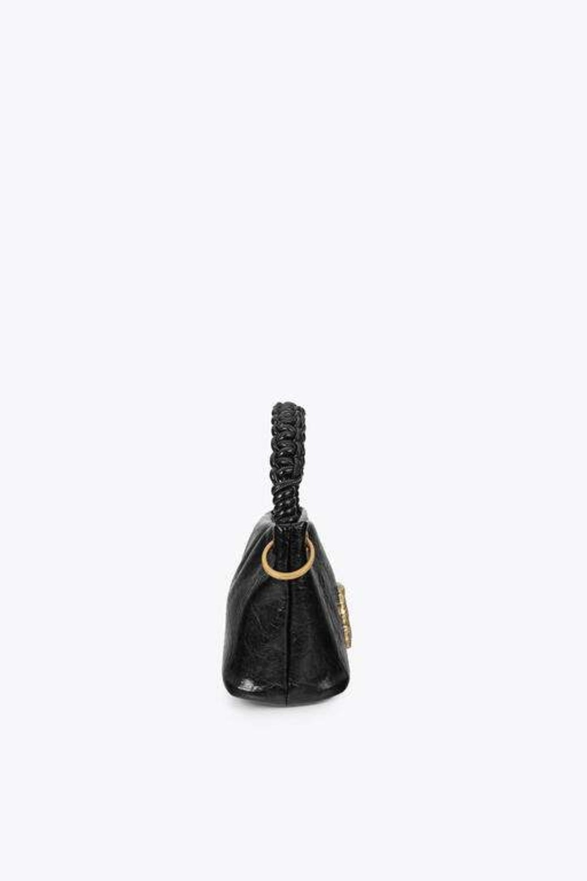 LOLA CASADEMUNT SMALL SHOULDER STRAP WITH BRAIDED HANDLE en color NEGRO (3)