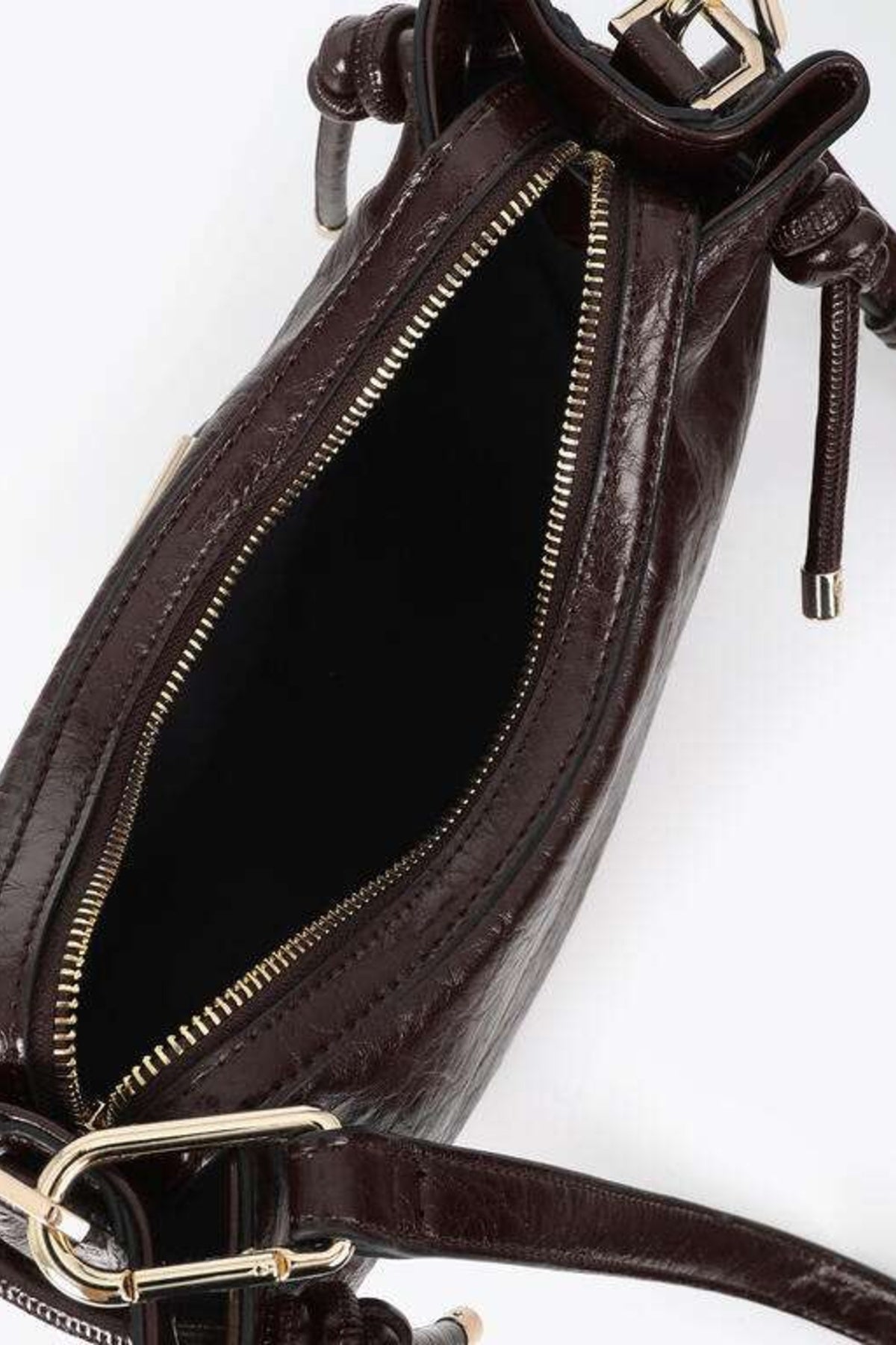 LOLA CASADEMUNT HALF-MOON SHOULDER BAG WITH METALLIC TUB en color MARRON (5)