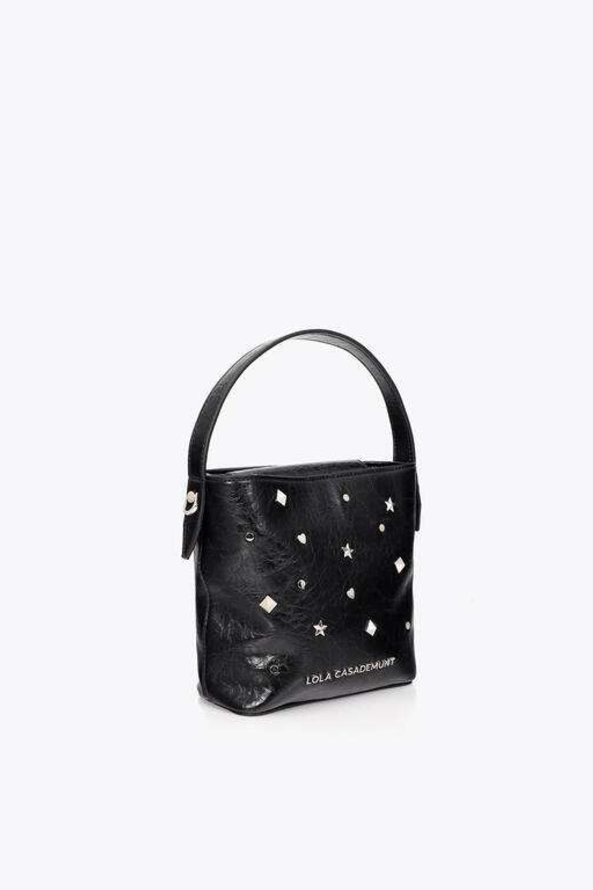 LOLA CASADEMUNT STAR AND HEART STUDDED SHOULDER BAG en color NEGRO (5)