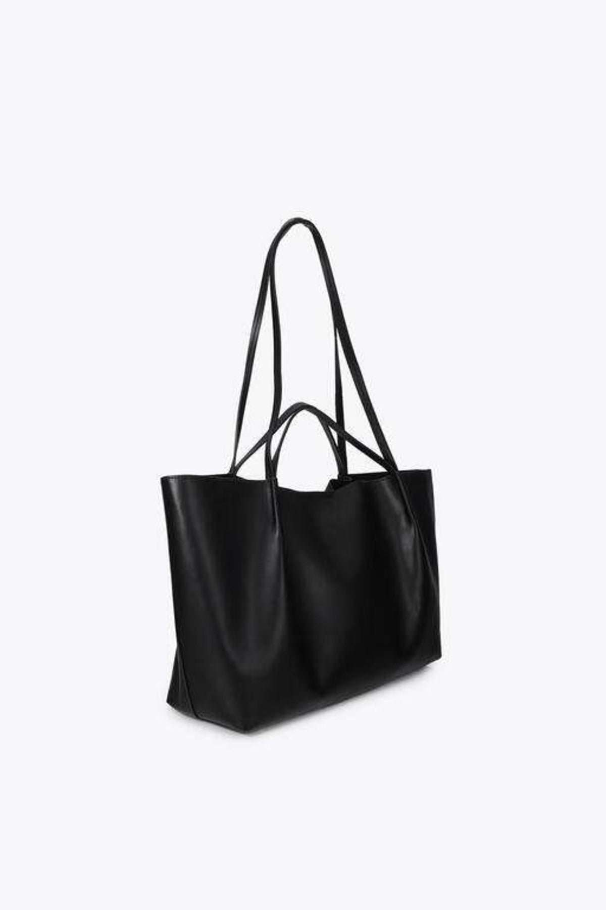 LOLA CASADEMUNT LEATHER-EFFECT SHOPPER WITH DOUBLE HANDL en color NEGRO (2)