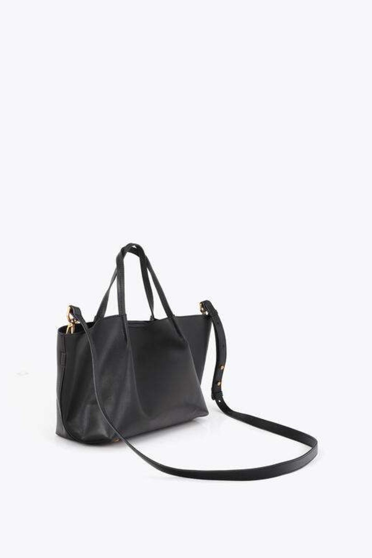 LOLA CASADEMUNT LEATHER-EFFECT SHOULDER BAG WITH DOUBLE en color NEGRO (2)