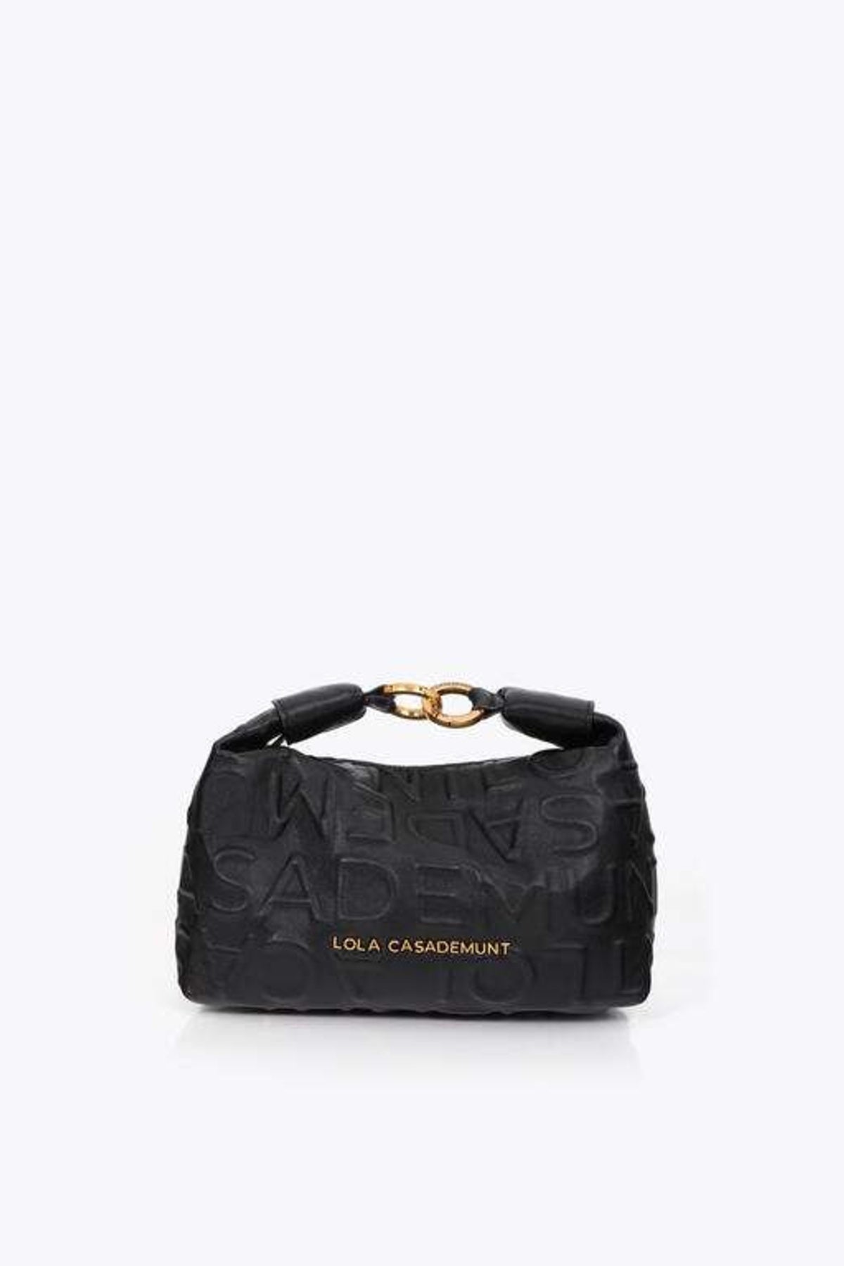 LOLA CASADEMUNT LEATHER EFFECT SHOULDER BAG WITH EMBOSSE en color NEGRO (5)