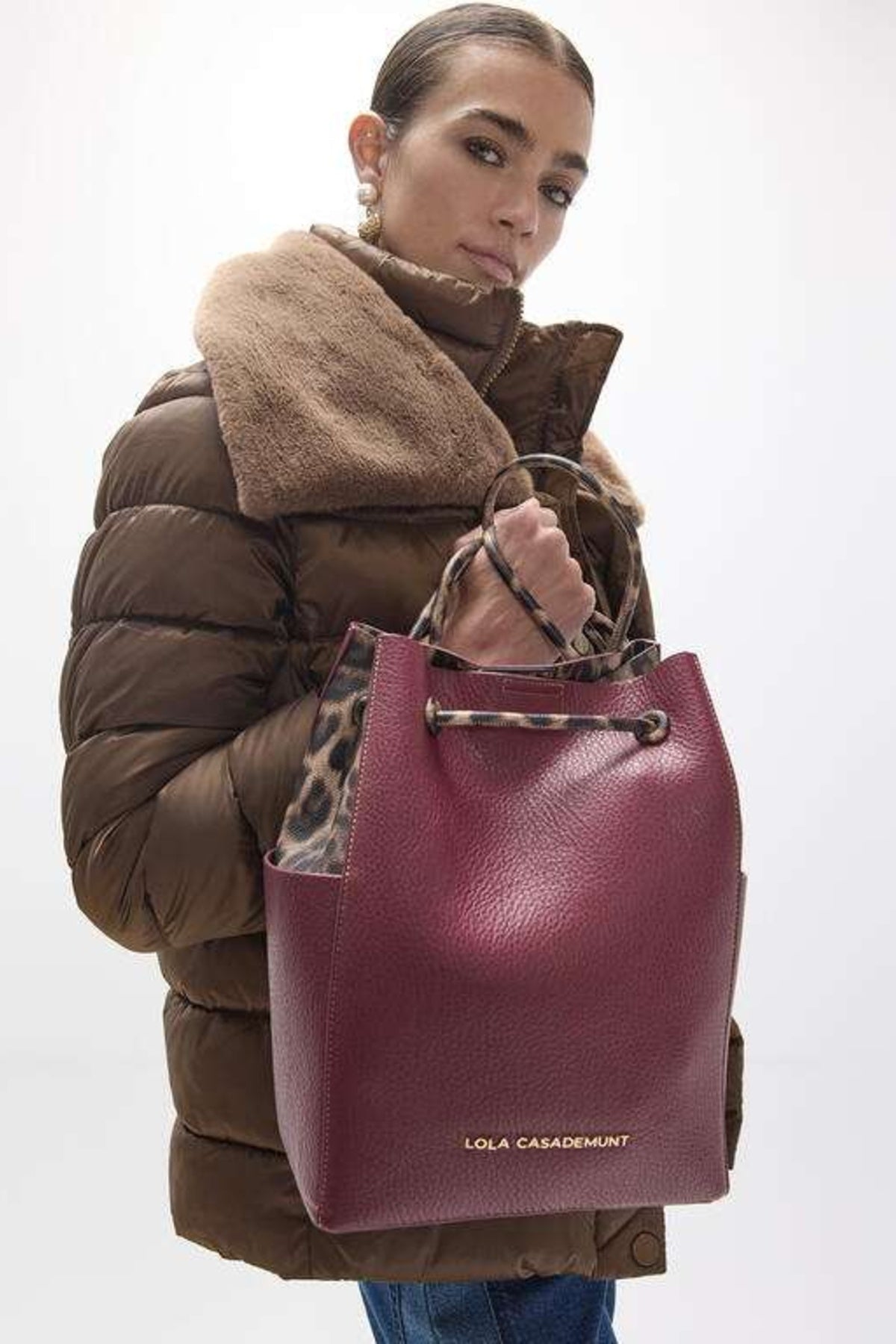 LOLA CASADEMUNT TRICOLOR SHOPPER en color ROJO (1)