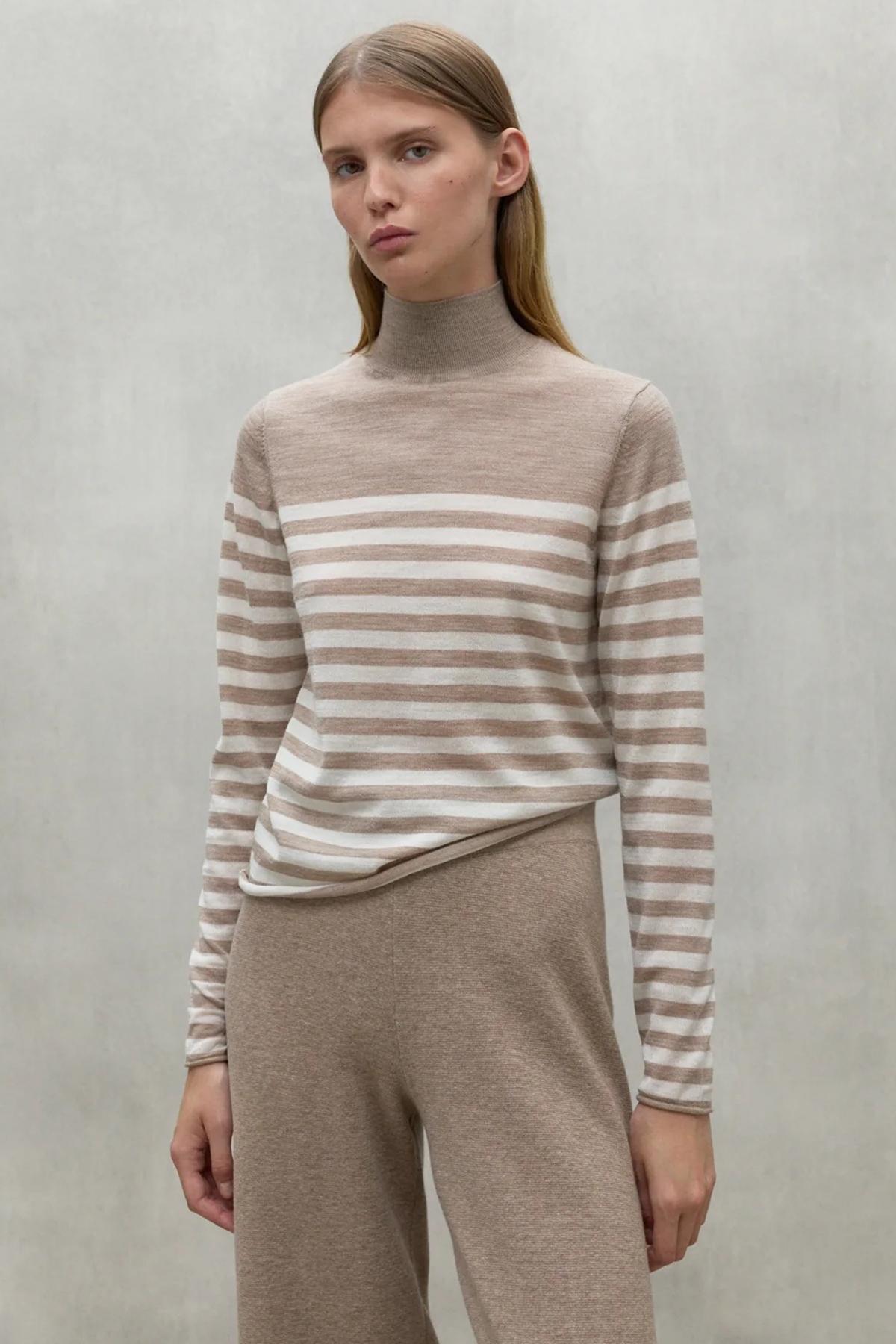 ECOALF FAYA STRIPES MCWGAKNFAYAS en color BEIS (1)