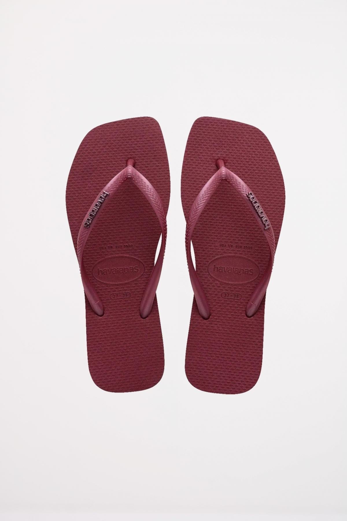HAVAIANAS SQUARE LOGO METALLIC en color BURDEOS (1)