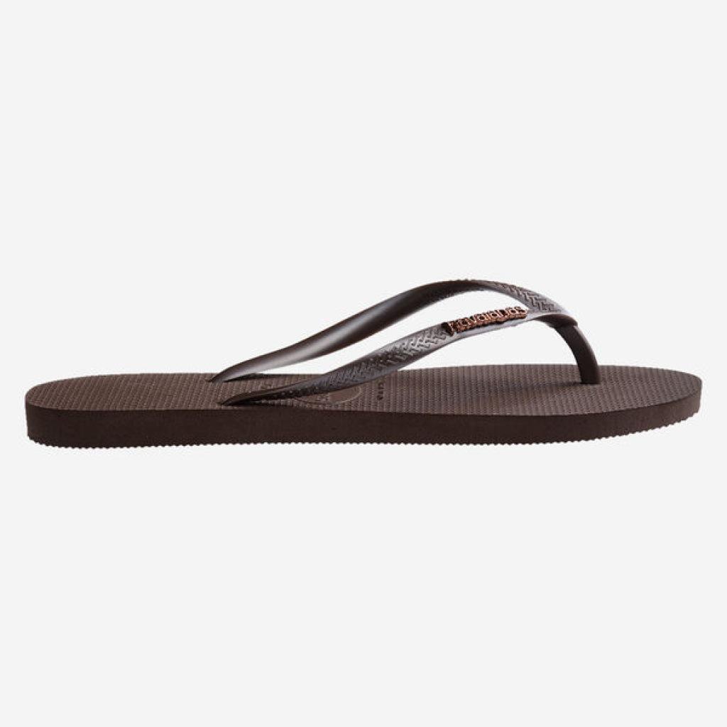 HAVAIANAS SLIM LOGO METALLIC en color MARRON (3)