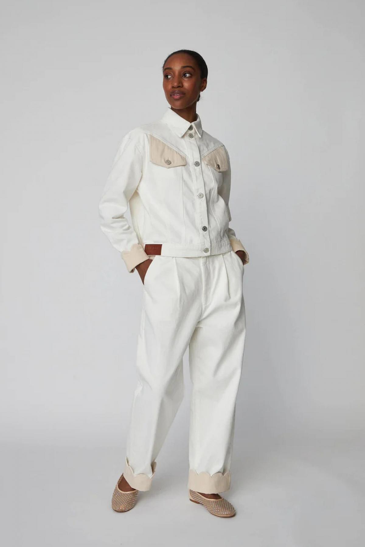 STELLA NOVA TWO-TONED COTTON JACKET en color BLANCO (4)