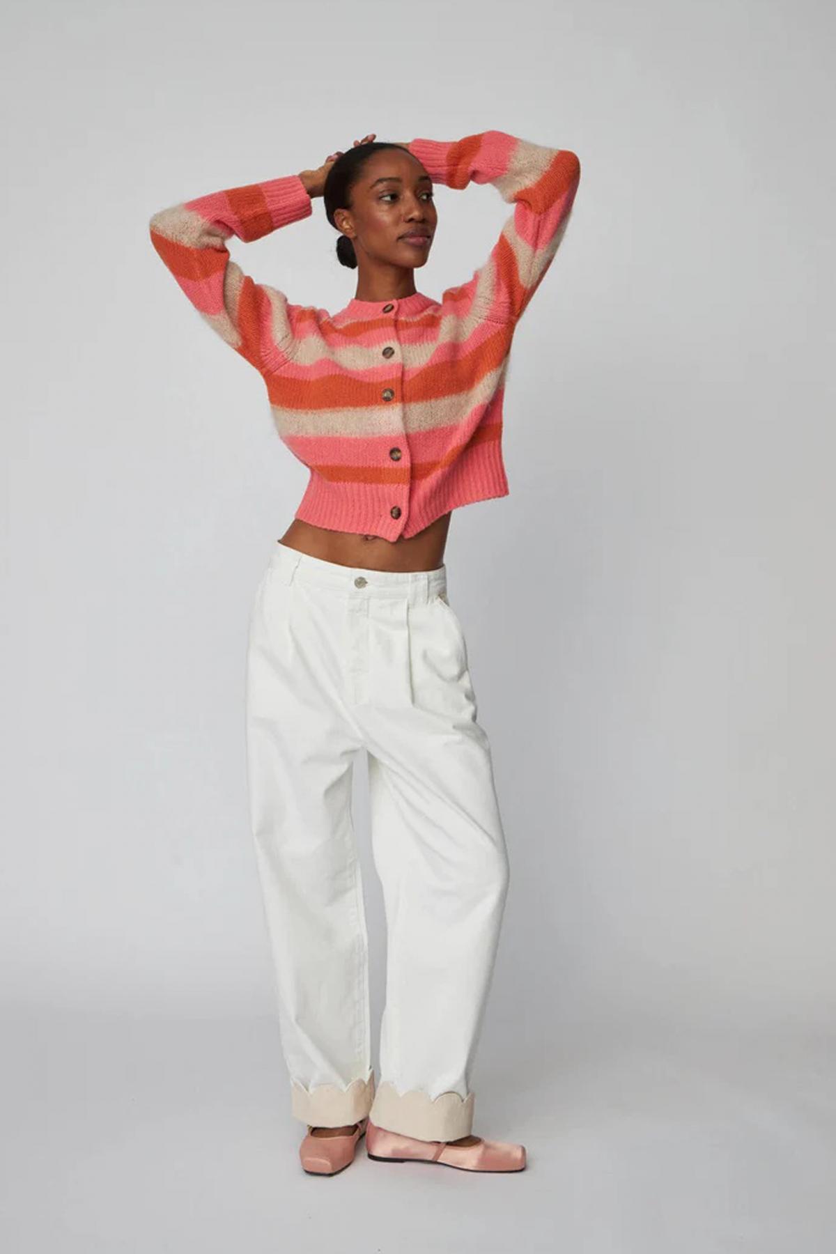 STELLA NOVA TWO-TONED COTTON PANTS en color BLANCO (3)