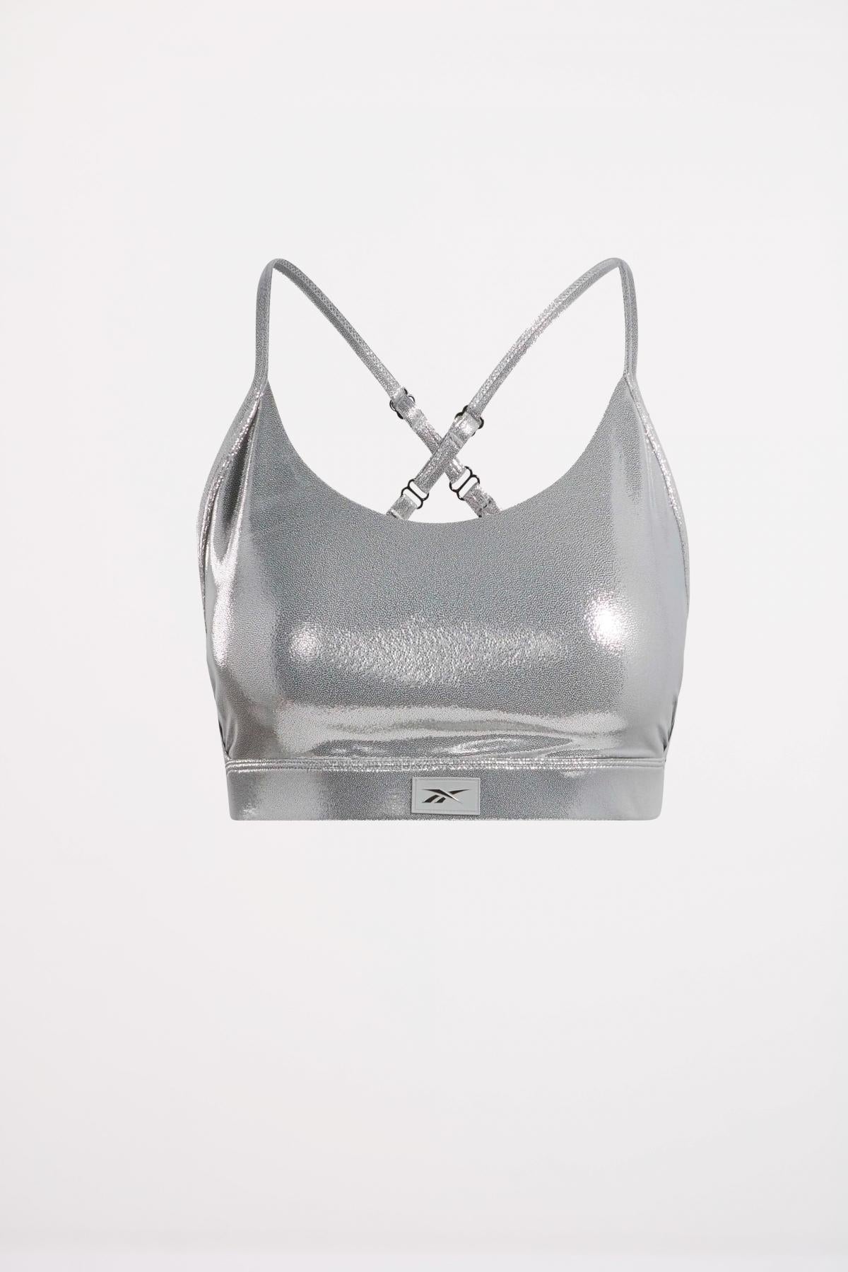 REEBOK LUX CHROME STRAPPY BRA en color PLATA (2)