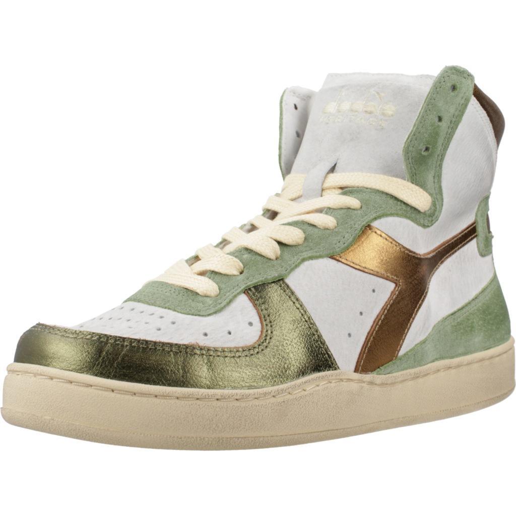 DIADORA HERITAGE ALTO BASKET USED en color VERDE (1)
