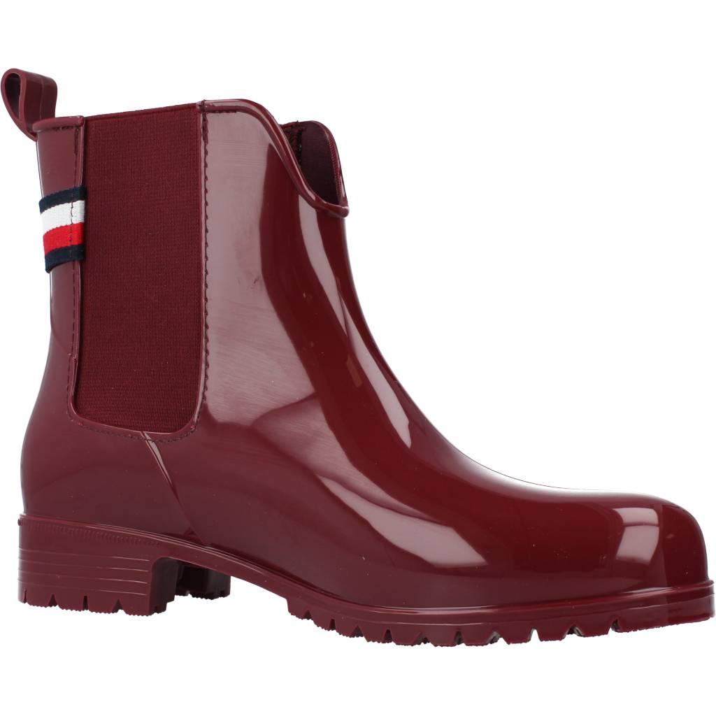 TOMMY HILFIGER ANKLE RAINBOOT WITH META en color BURDEOS (5)