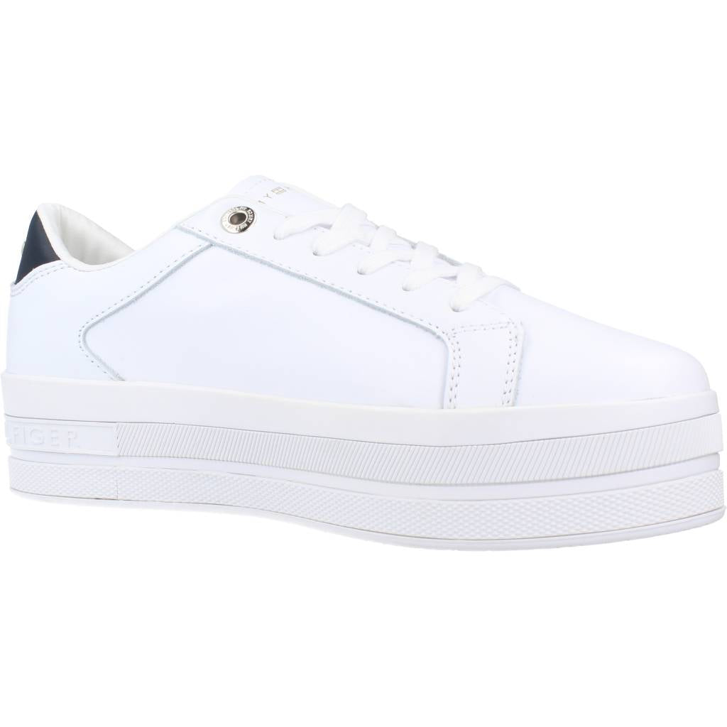 TOMMY HILFIGER TH WEBBING FLATFORM CUPS en color BLANCO (5)