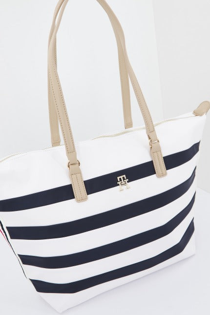 TOMMY HILFIGER AWAW POPPY TOTE CORP STRIPES en color BLANCO (3)