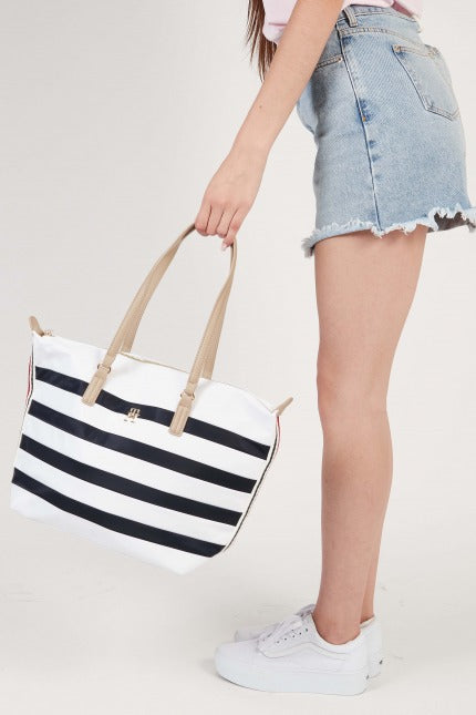 TOMMY HILFIGER AWAW POPPY TOTE CORP STRIPES en color BLANCO (5)
