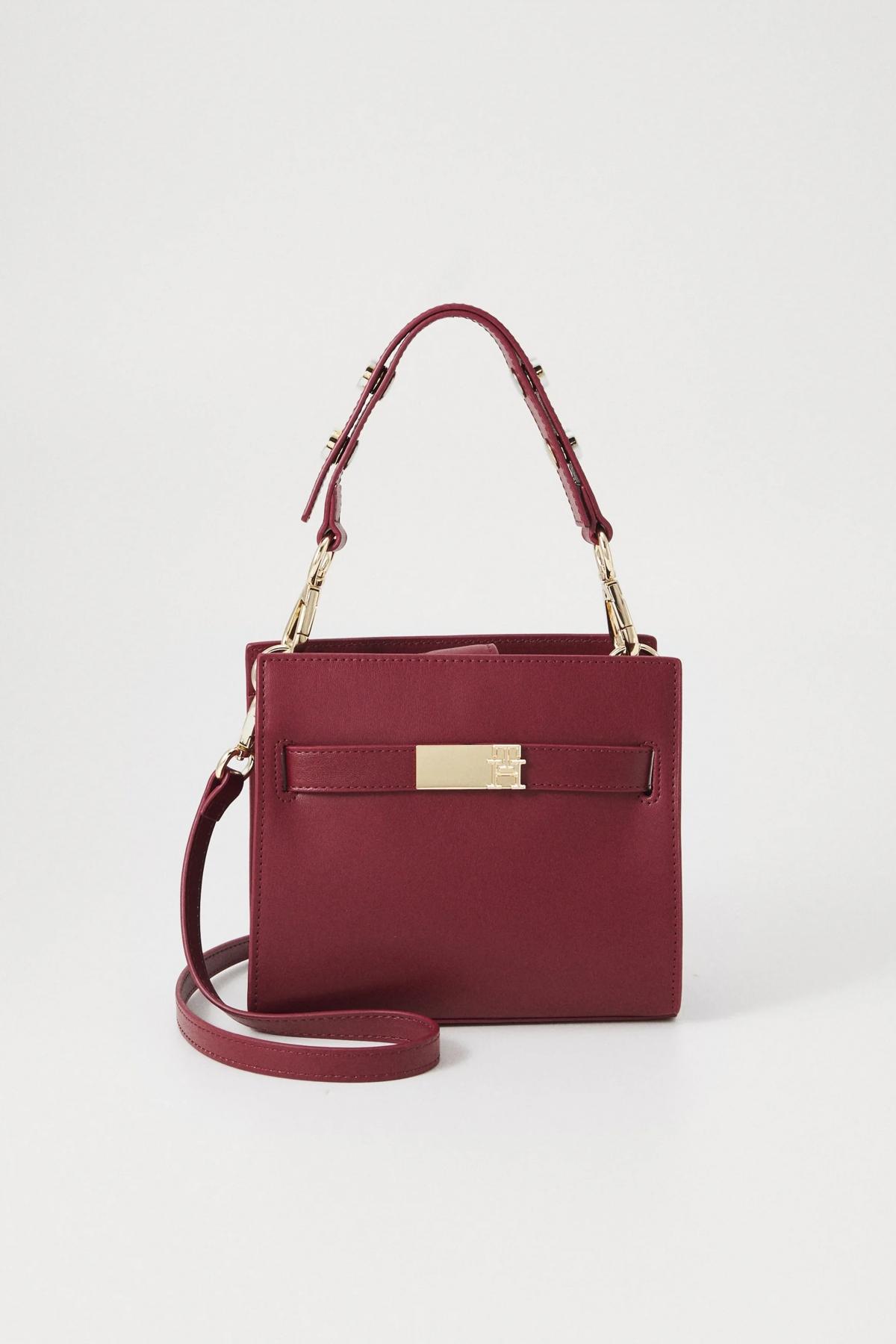 TOMMY HILFIGER TH HERITAGE MINI SATCHEL en color BURDEOS (1)