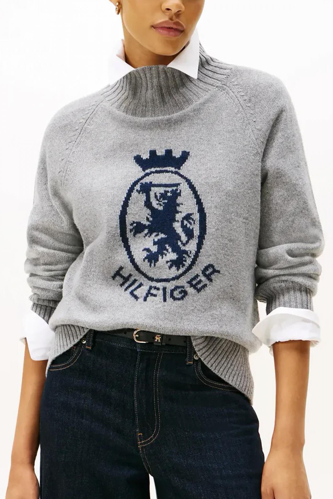 TOMMY HILFIGER WOOL BLEND GRAPHIC MOCK- en color GRIS (1)