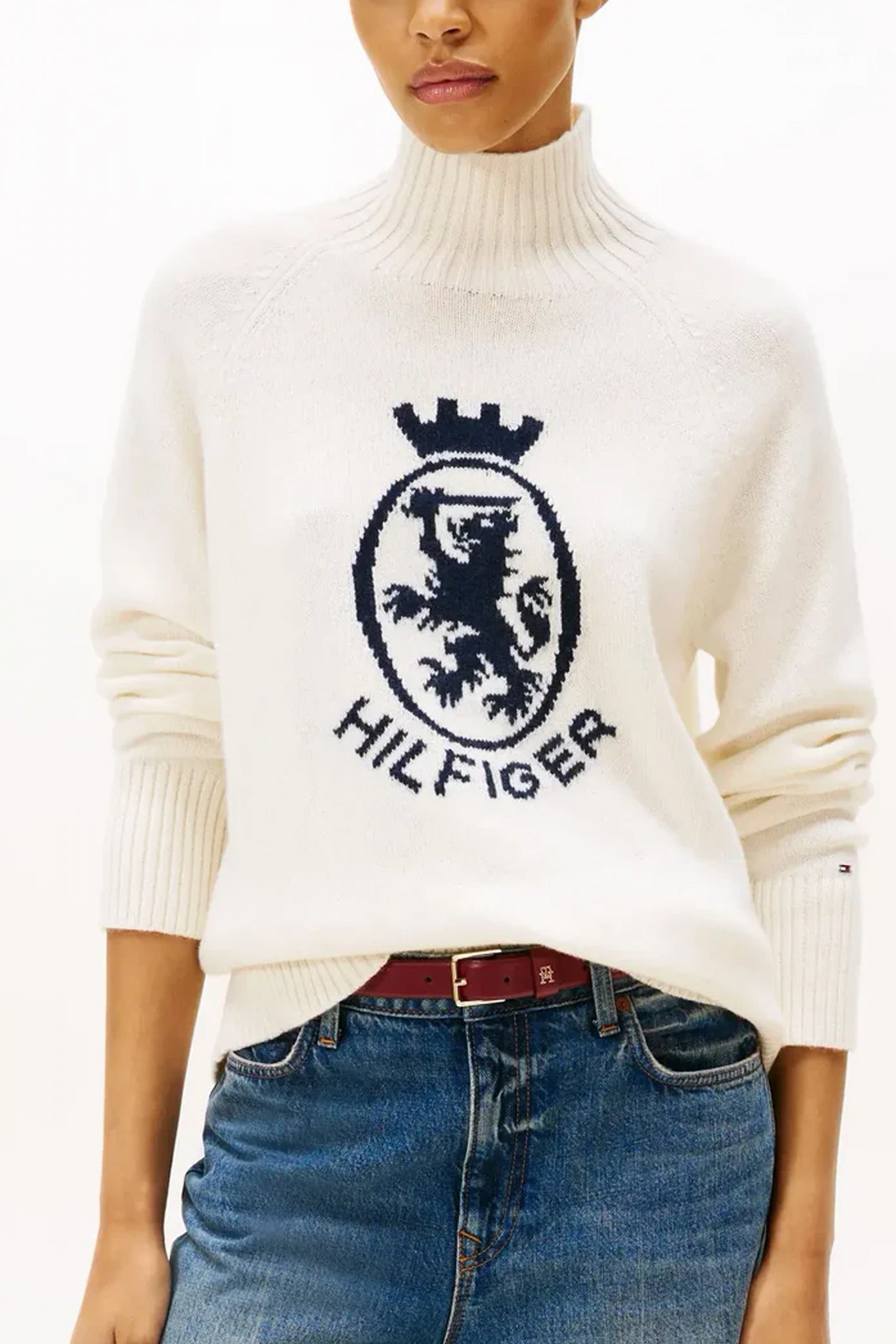TOMMY HILFIGER WOOL BLEND GRAPHIC MOCK- en color BLANCO (1)