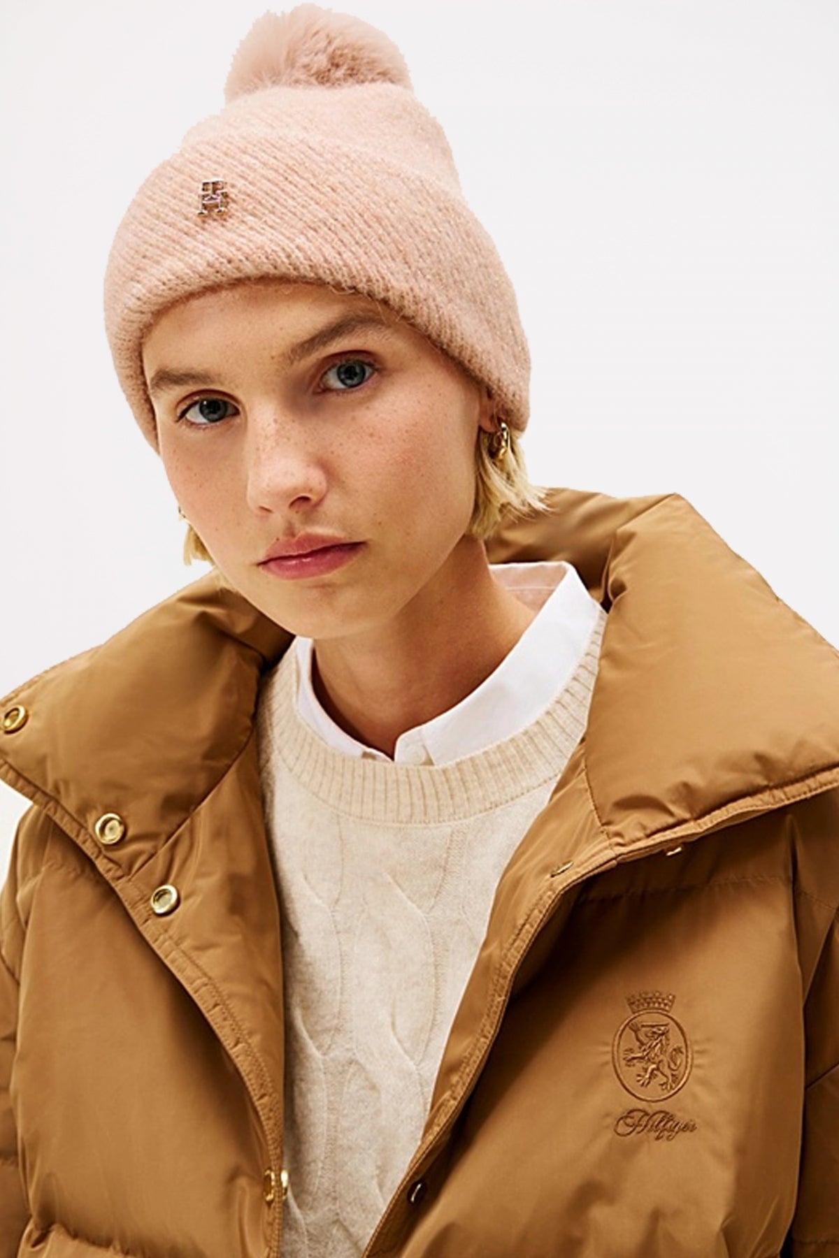 TOMMY HILFIGER POM POM BEANIE en color ROSA (4)