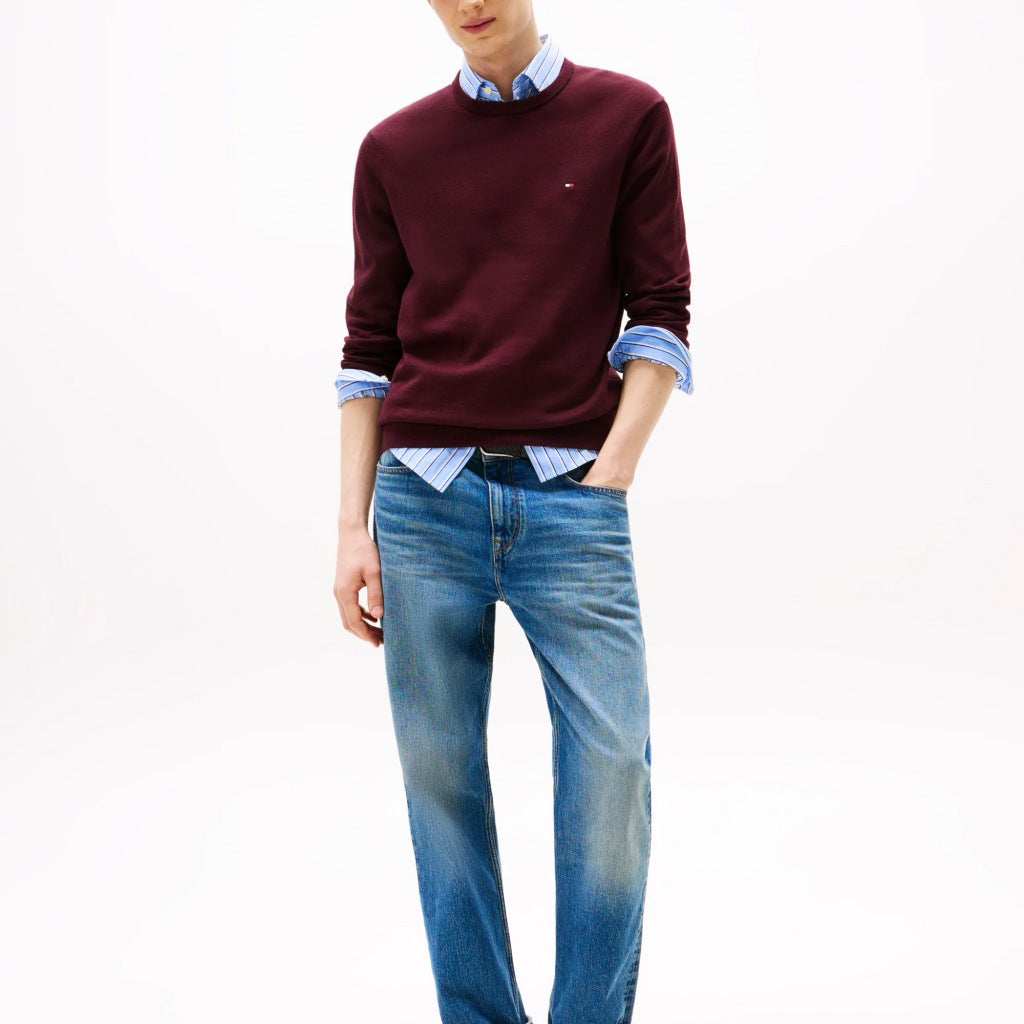 TOMMY HILFIGER ESSENTIAL STRUCTURE CREW en color BURDEOS (6)