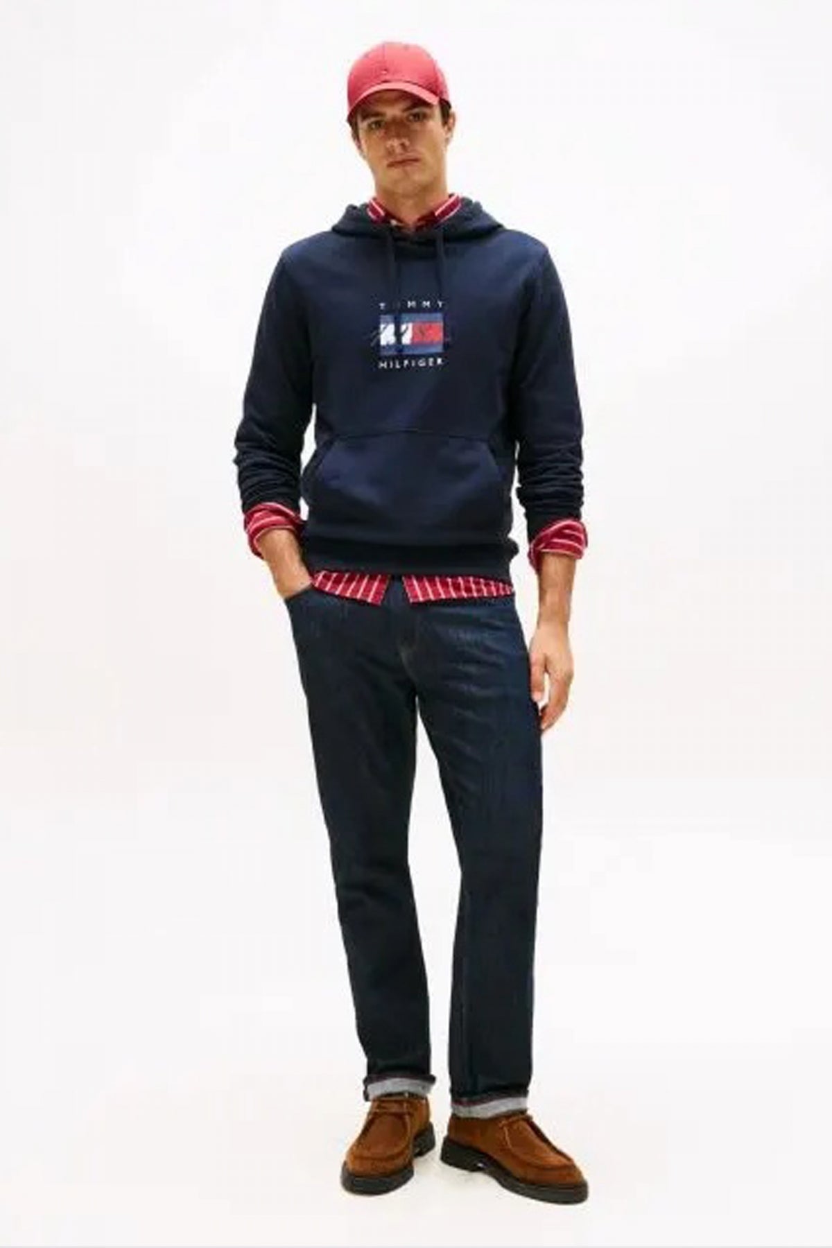 TOMMY HILFIGER LINEAR FLAG GRAPHIC HOOD en color AZUL (4)
