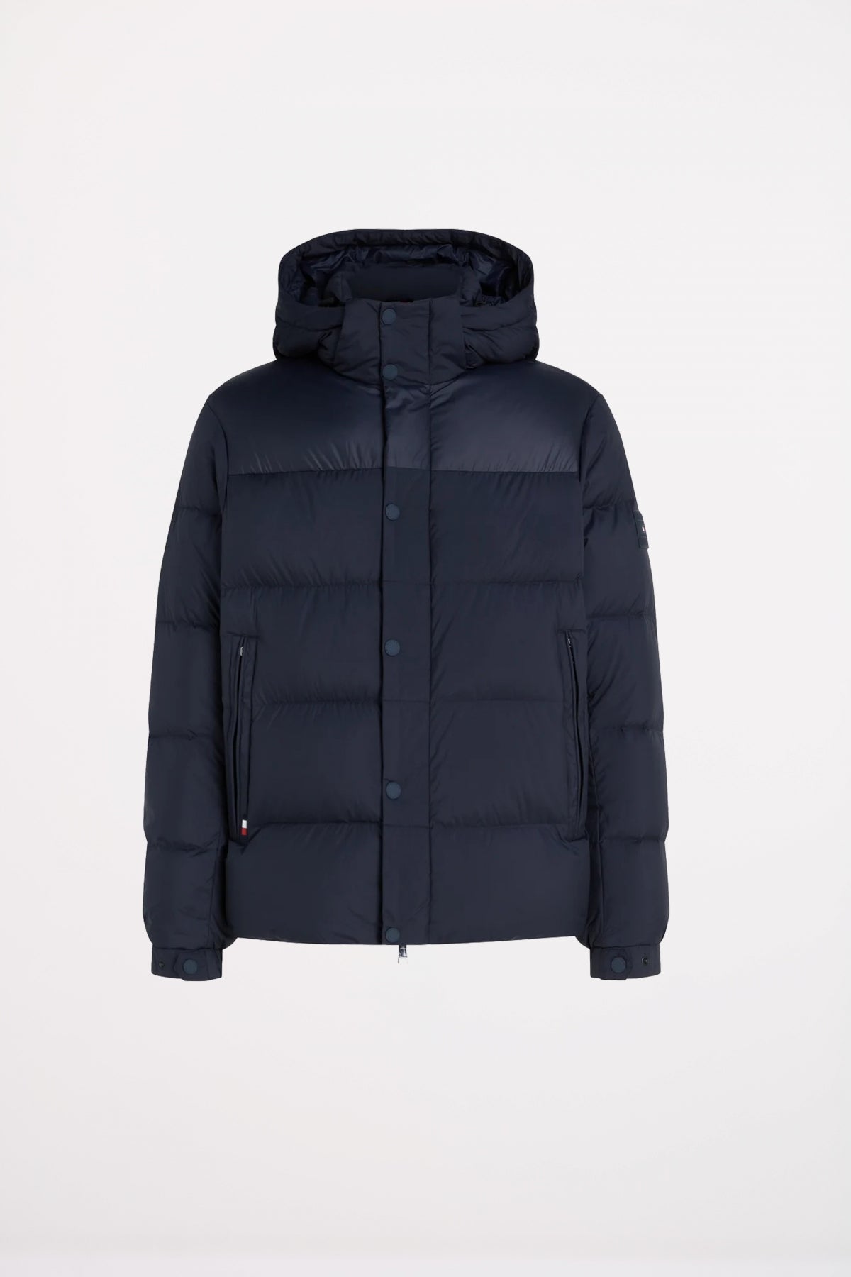 TOMMY HILFIGER MIX DOWN HOODED PUFFER en color AZUL (1)