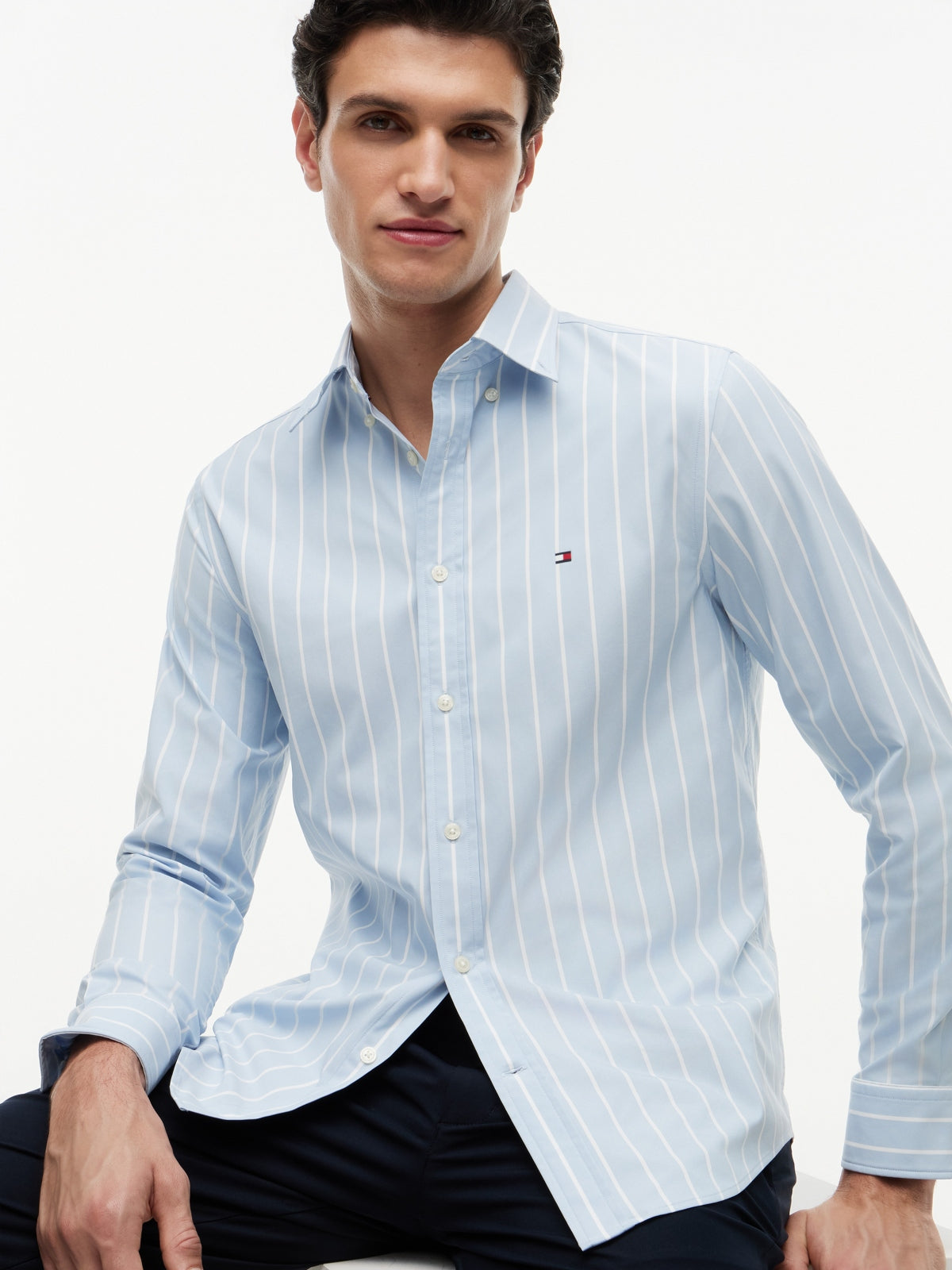 TOMMY HILFIGER MWMW PERFORMANCE POPLIN STRIP en color AZUL (3)