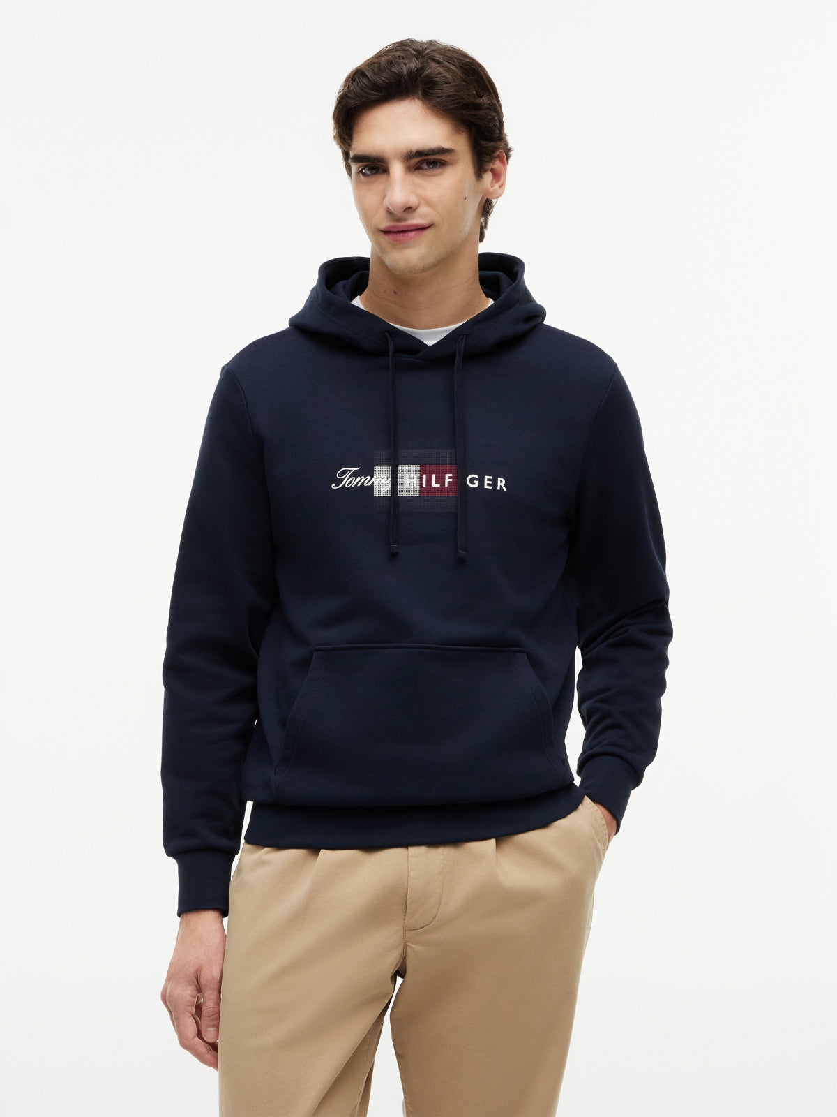 TOMMY HILFIGER MWMW SCRIPT FLAG HOODIE en color AZUL (1)