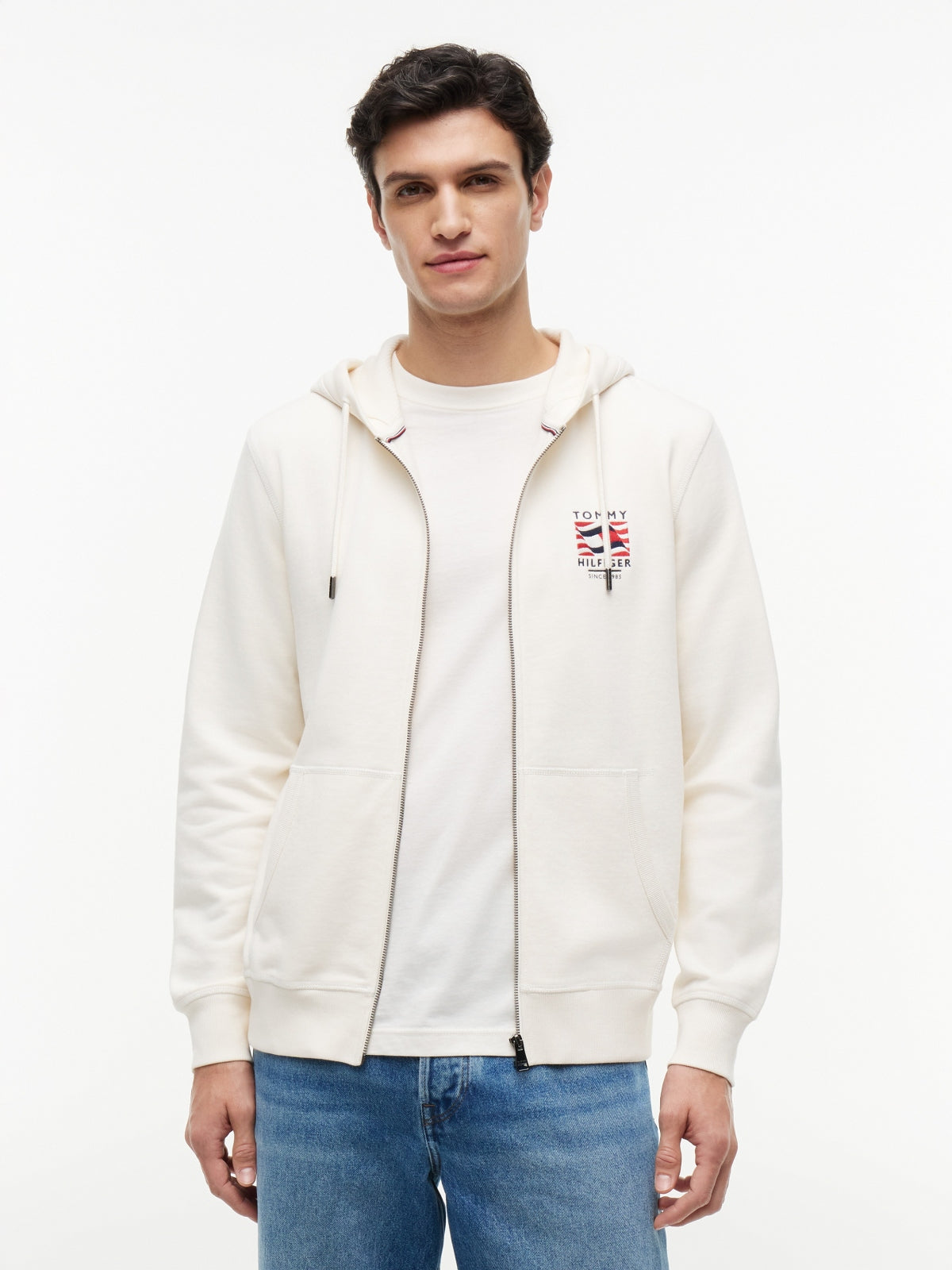 TOMMY HILFIGER MWMW RWB BOX FLAG TR FULL ZIP en color BLANCO (1)