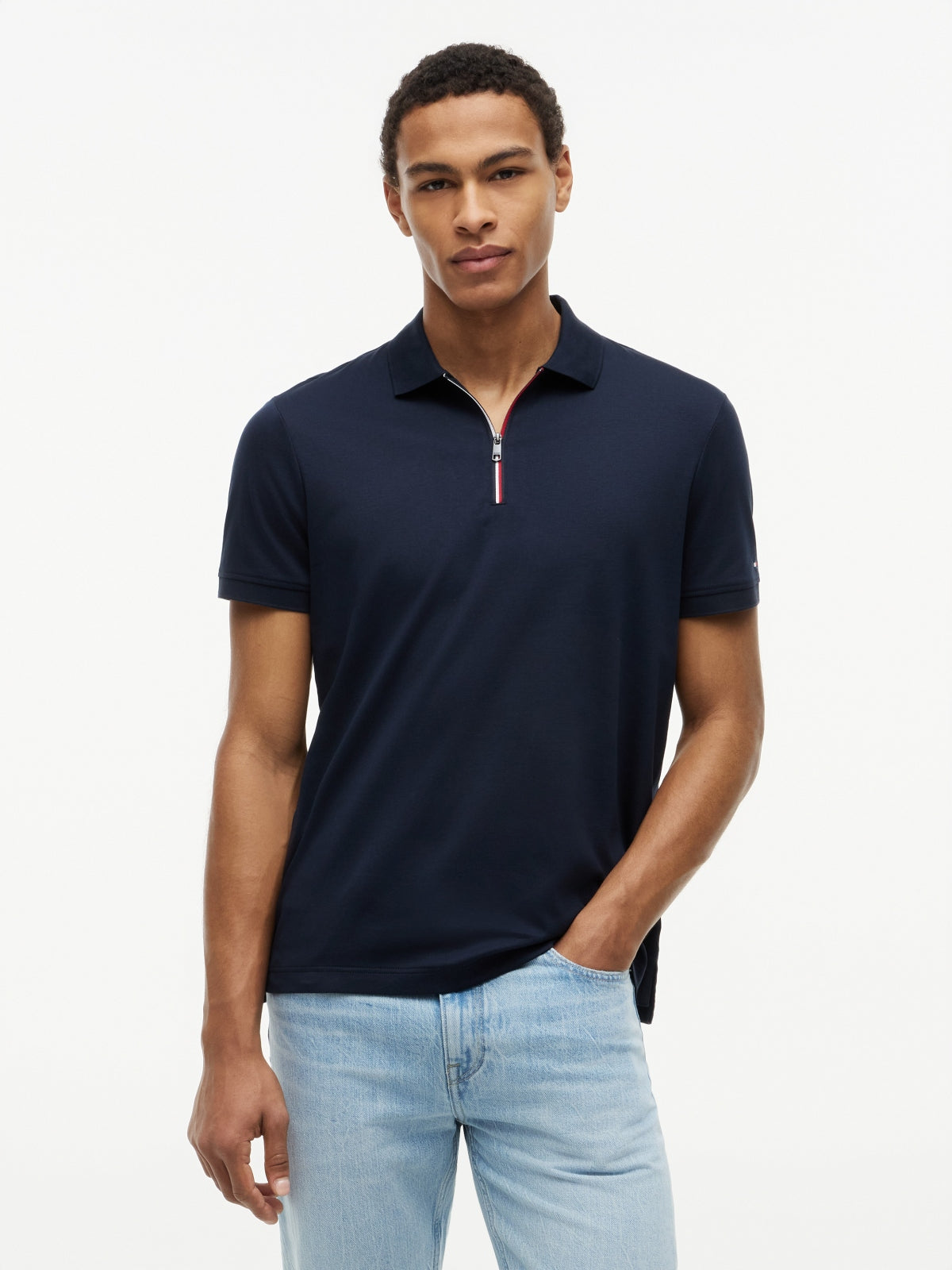 TOMMY HILFIGER MWMW LIQUID COTTON ZIP REG PO en color AZUL (1)