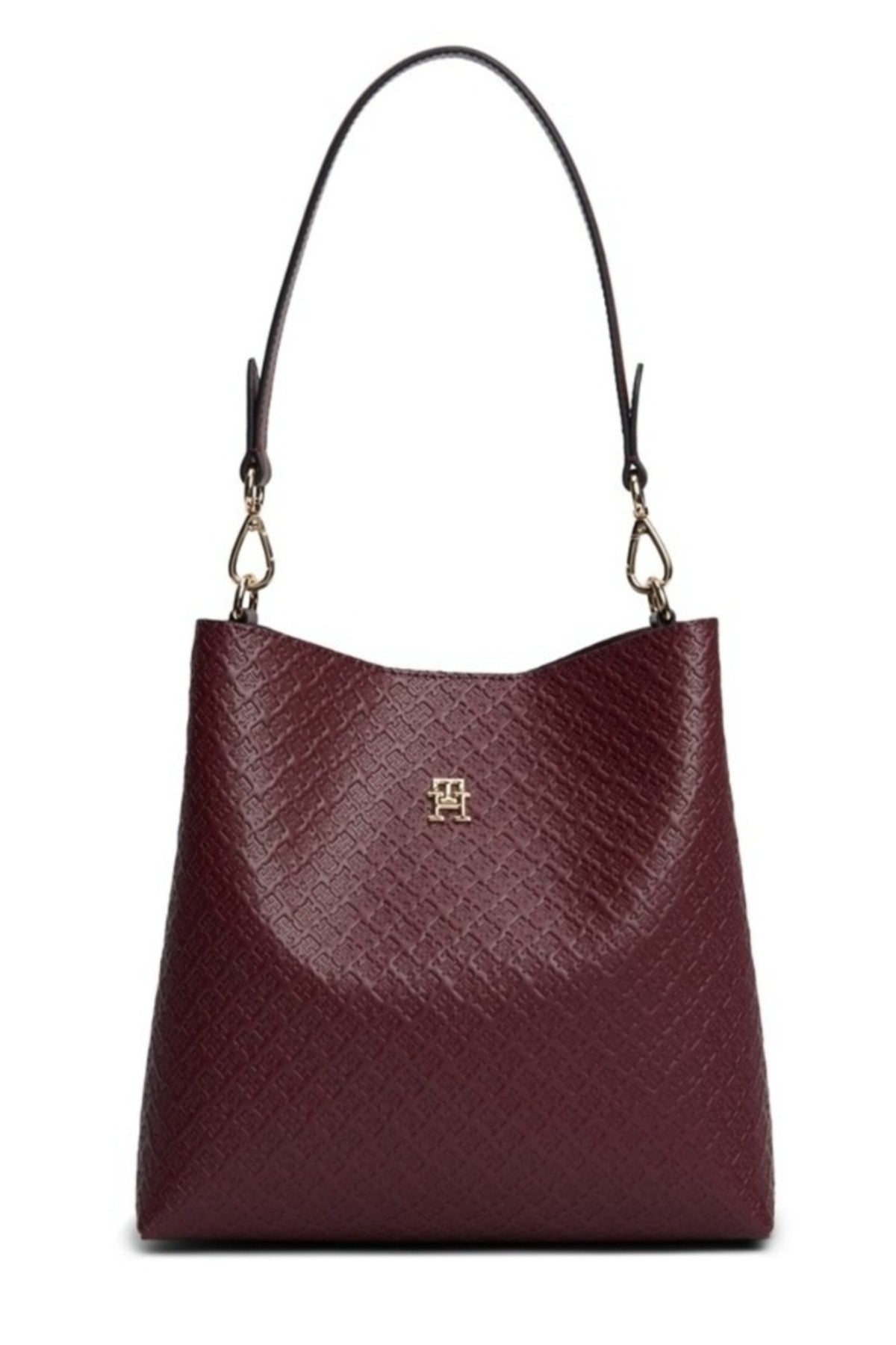 TOMMY HILFIGER AWAW TH ICON SHOULDER BAG MON en color BURDEOS (1)
