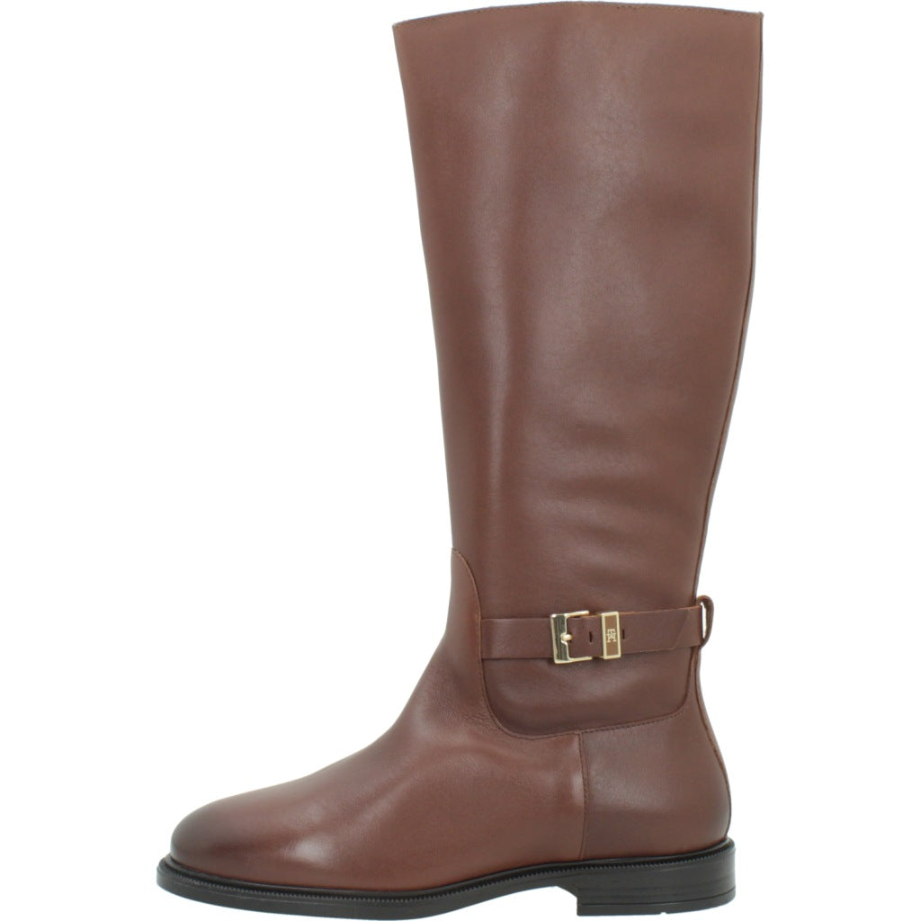 TOMMY HILFIGER FWFW BUCKLE LEATHER KNEE BOOT en color MARRON (2)