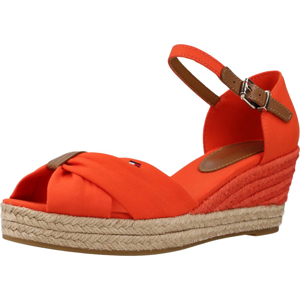 TOMMY HILFIGER BASIC OPEN TOE MID WEDGE en color ROJO (1)