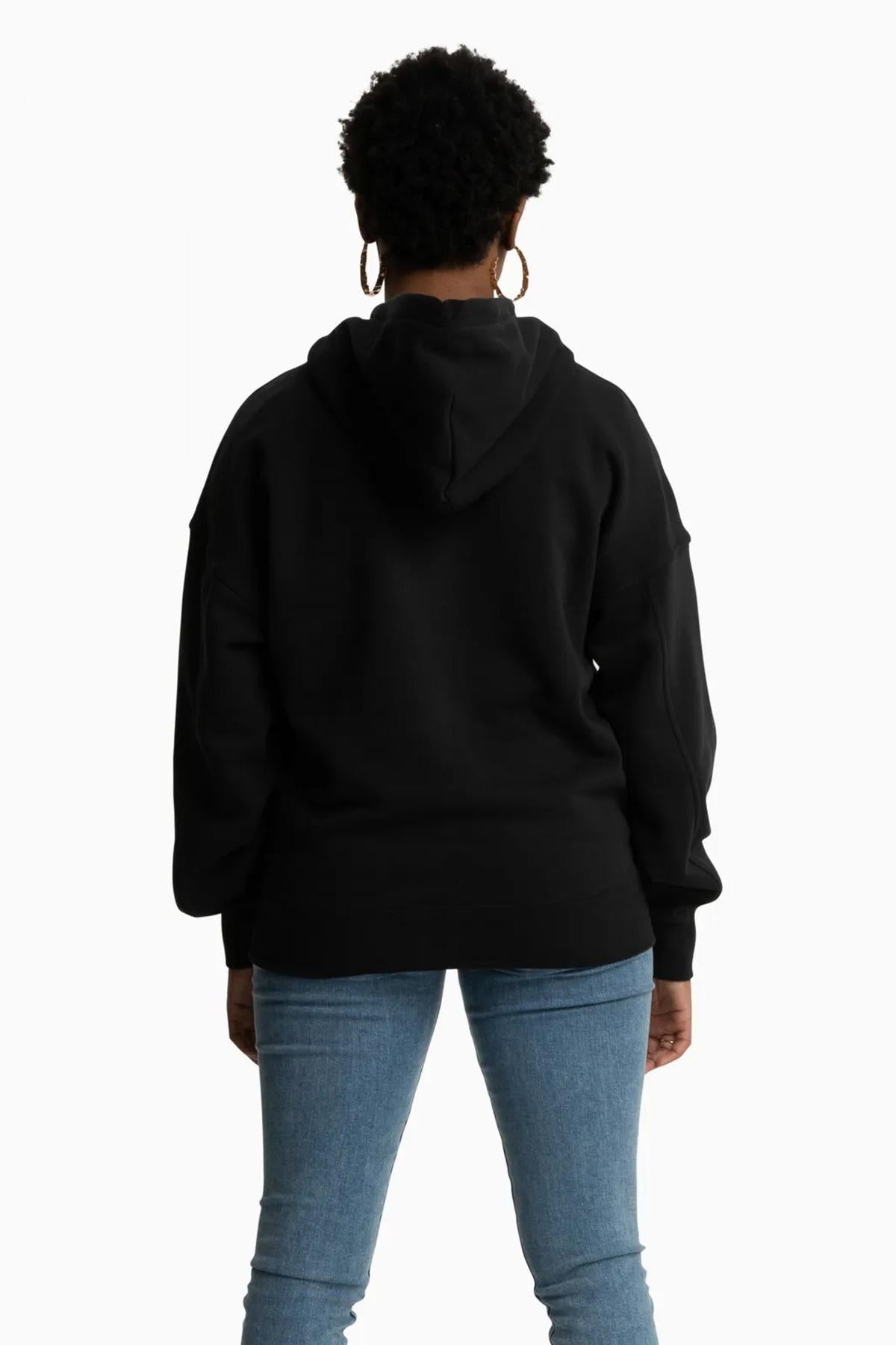 CONVERSE WORDMARK FLEECE HOODIE EM en color NEGRO (2)