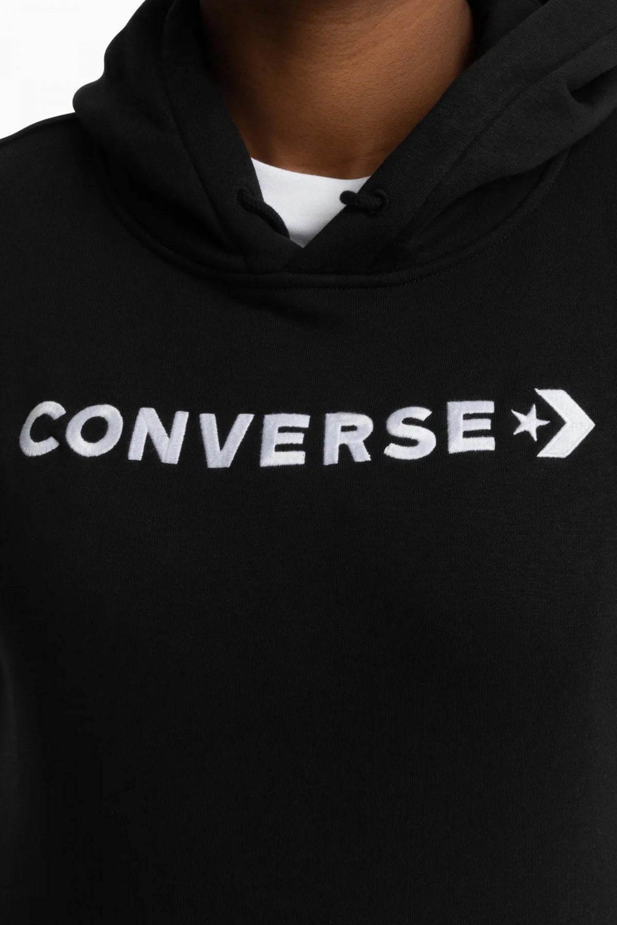 CONVERSE WORDMARK FLEECE HOODIE EM en color NEGRO (3)