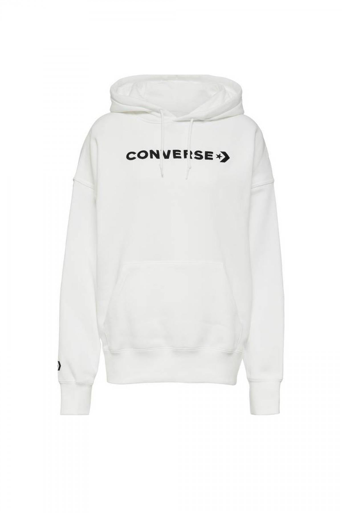 CONVERSE WORDMARK FLEECE HOODIE EM en color BLANCO (2)