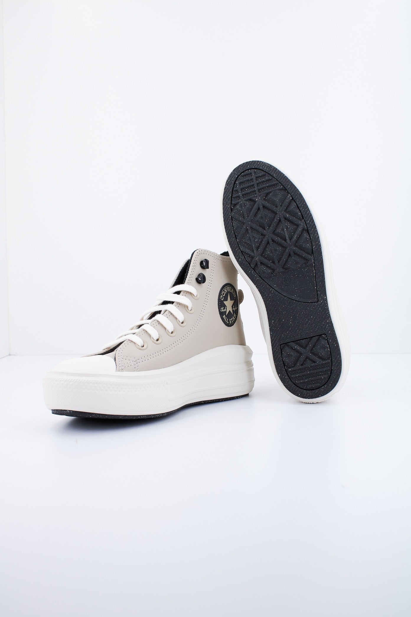 CONVERSE CHUCK TAYLOR ALL STAR MOVE PLATFORM FLEECE-LINED LEATHER en color BEIS (4)